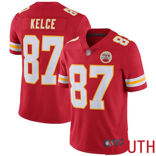 Youth Kansas City Chiefs #87 Kelce Travis Red Team Color Vapor Untouchable Limited Player Football Nike NFL Jersey->kansas city chiefs->NFL Jersey
